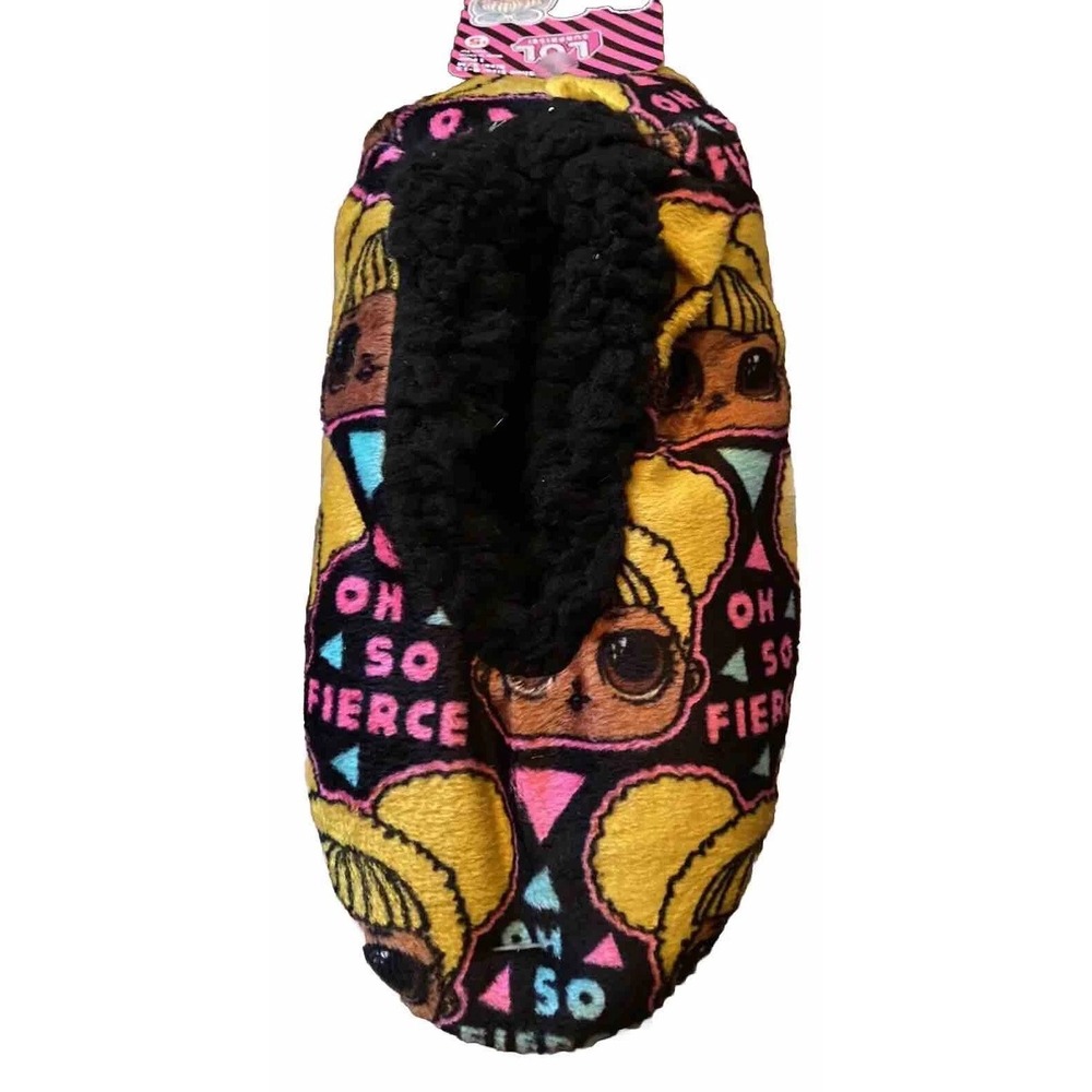 Babba Slippers Socks LOL Surprise Doll Girls Size  S/M Shoe Black 8-13 Warm Soft